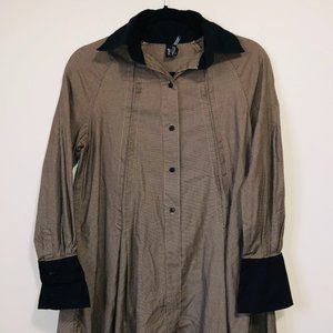 Long Sleeve Black & Tan Checkered Dress